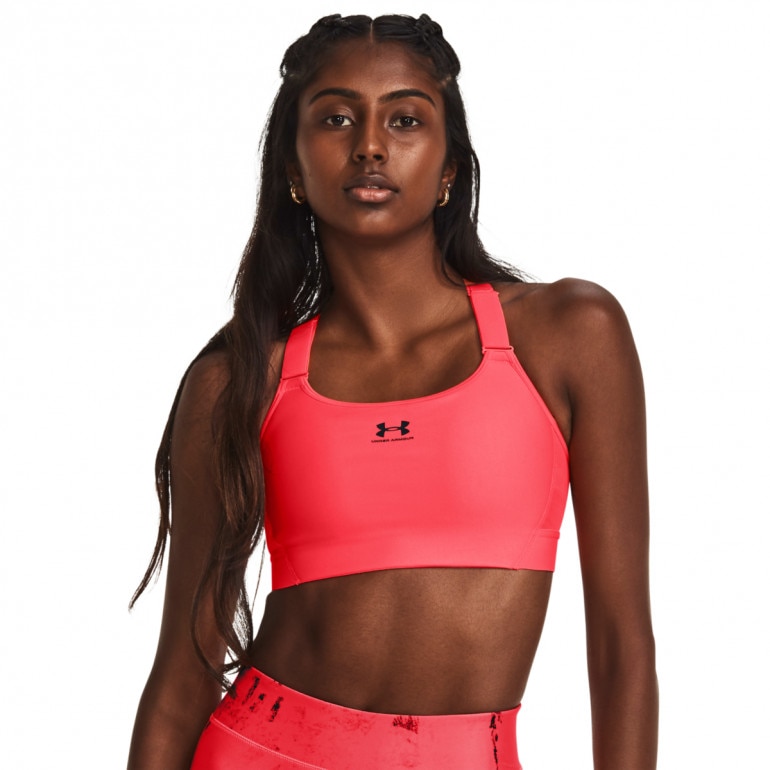 Biustonosz treningowy Under Armour UA HeatGear High - łososiowy 