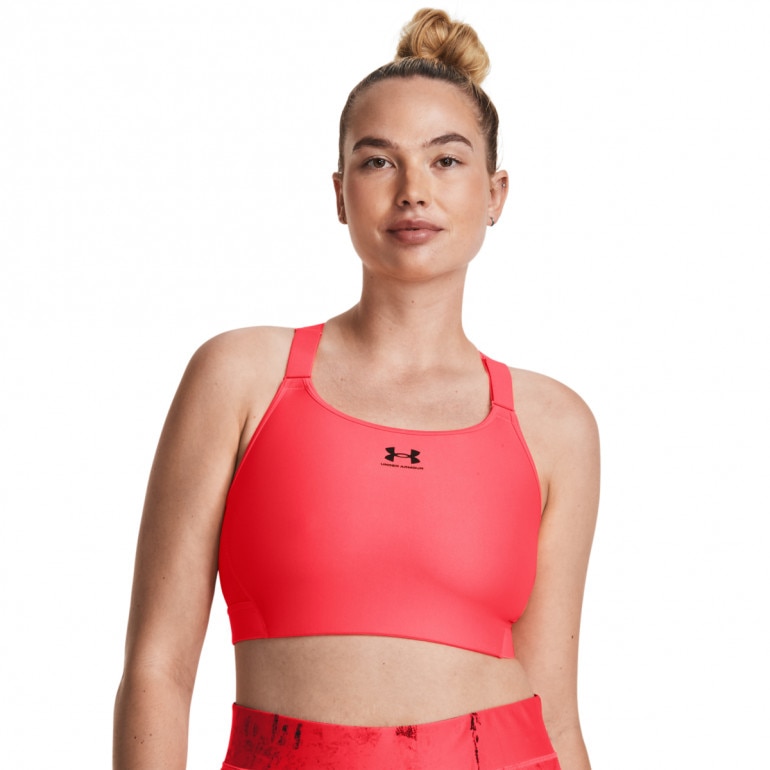 Biustonosz treningowy Under Armour UA HeatGear High - łososiowy 