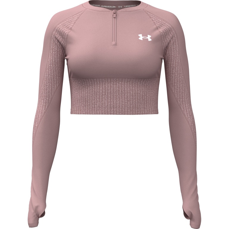 Damski longsleeve treningowy Under Armour UA HG Rib 1/4 Zip - różowy