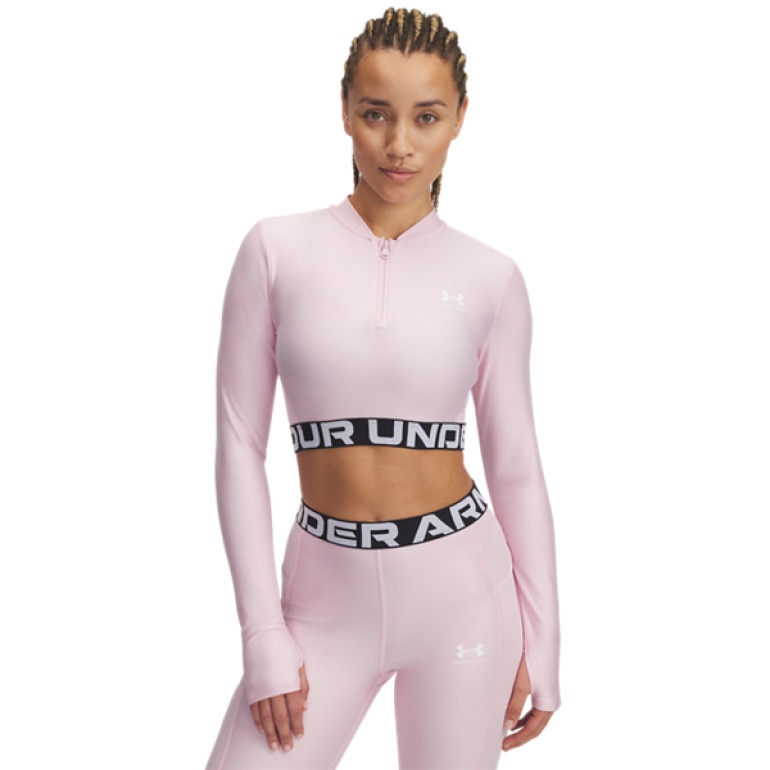 Damski longsleeve treningowy Under Armour Heatgear Rib 1/4 Zip Ls - różowy
