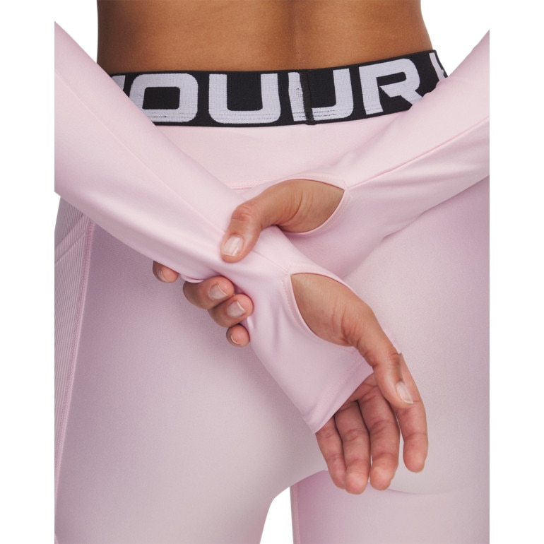 Damski longsleeve treningowy Under Armour Heatgear Rib 1/4 Zip Ls - różowy