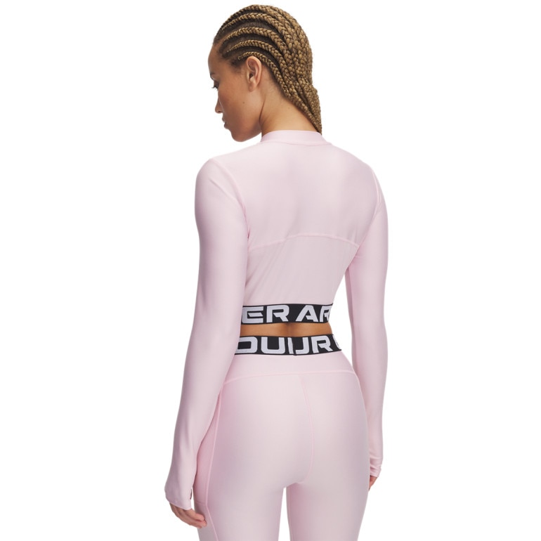 Damski longsleeve treningowy Under Armour Heatgear Rib 1/4 Zip Ls - różowy
