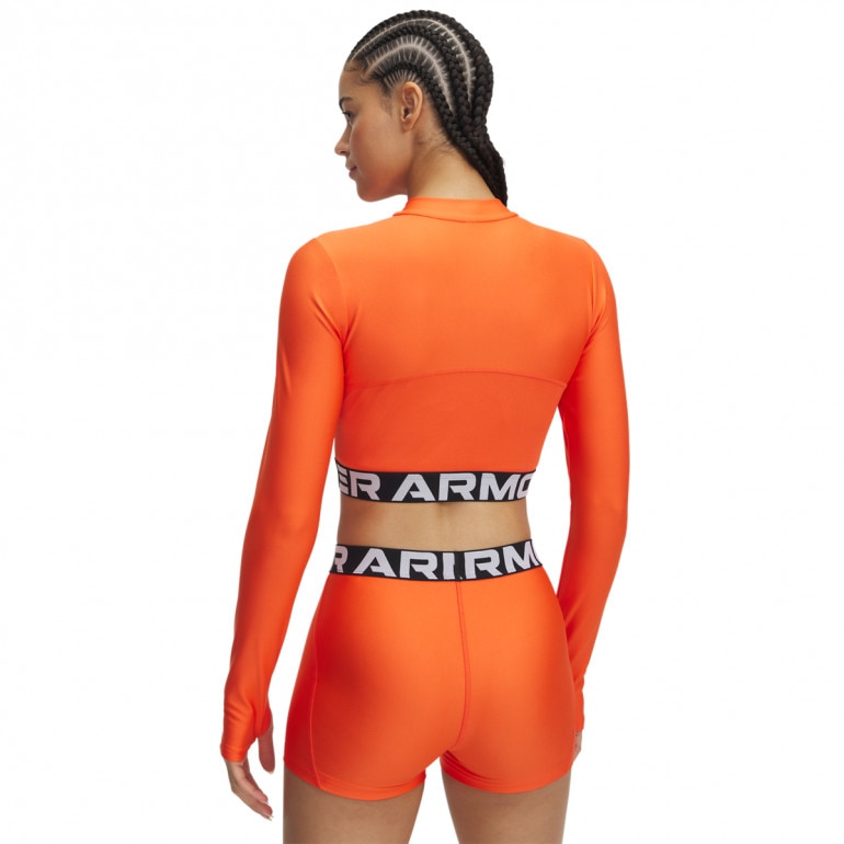 Damski longsleeve treningowy Under Armour Heatgear Rib 1/4 Zip Ls - pomarańczowy