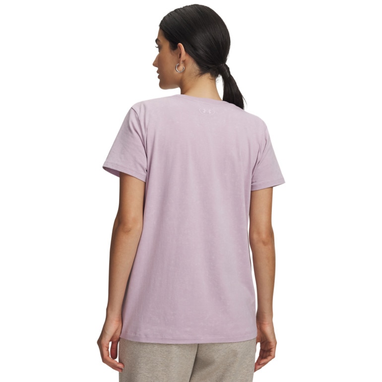 Damski t-shirt bez nadruku Under Armour Rival Cotton Wash SS - fioletowy