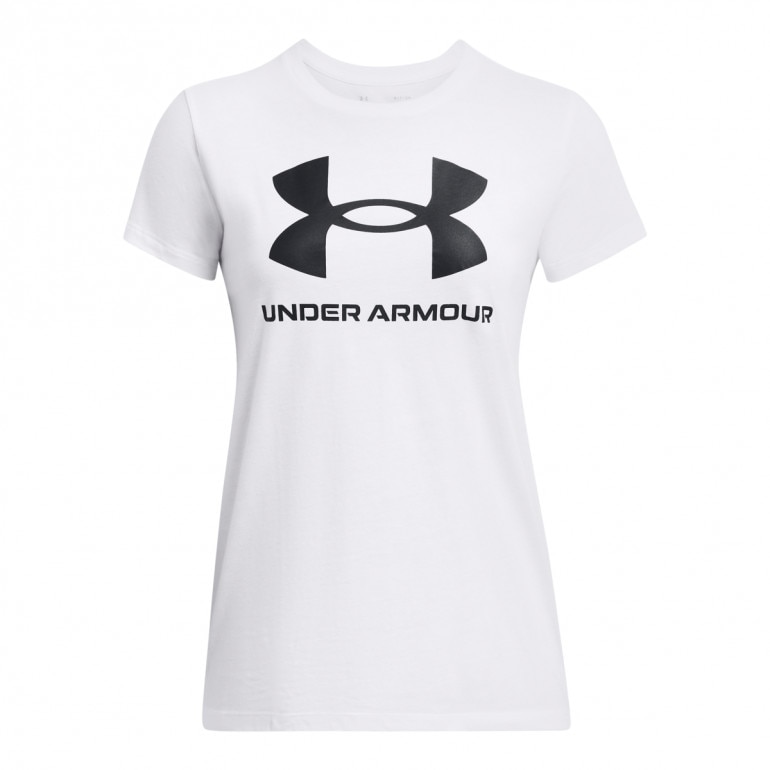 Damski t-shirt z nadrukiem Under Armour UA Rival Logo SS - biały