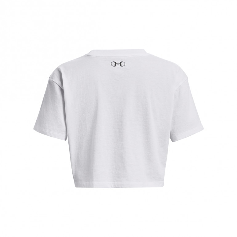 Damski t-shirt z nadrukiem Under Armour UA Collegiate Crest Crop SS - biały