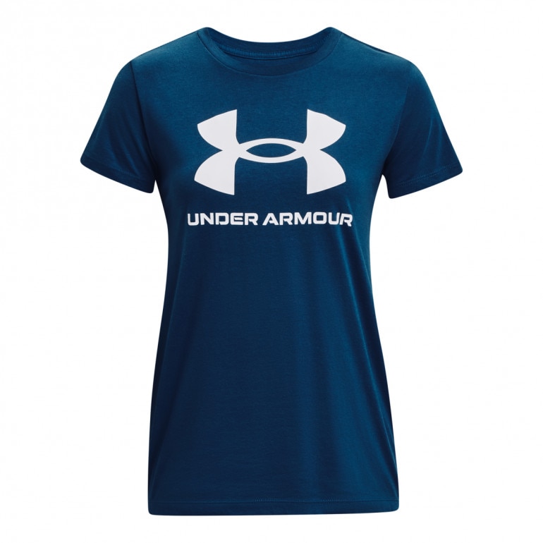 Damski t-shirt z nadrukiem Under Armour UA Rival Logo SS - granatowy