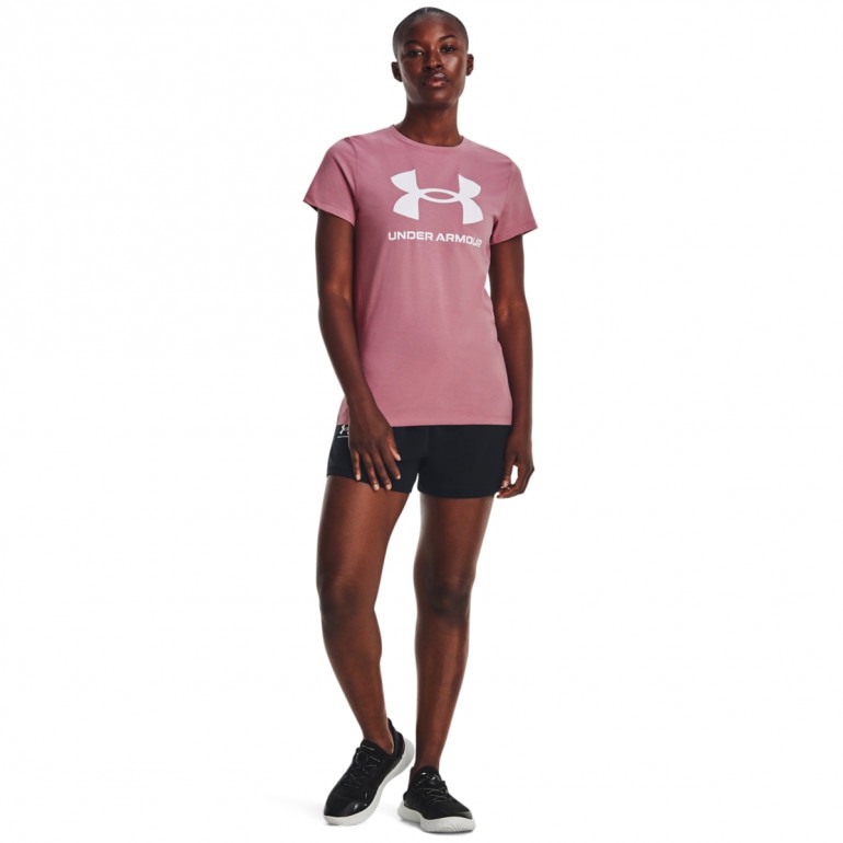 Damski t-shirt z nadrukiem Under Armour UA Rival Logo SS - różowy