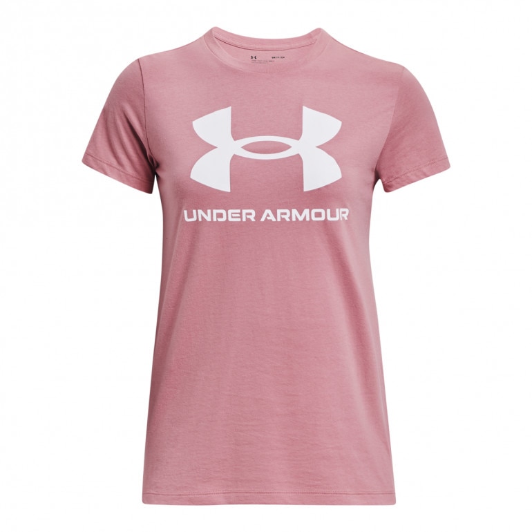 Damski t-shirt z nadrukiem Under Armour UA Rival Logo SS - różowy