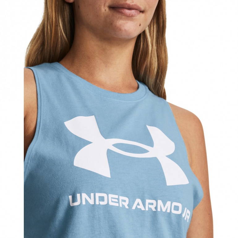 Damski top z nadrukiem Under Armour UA Live Rival Tank - niebieski