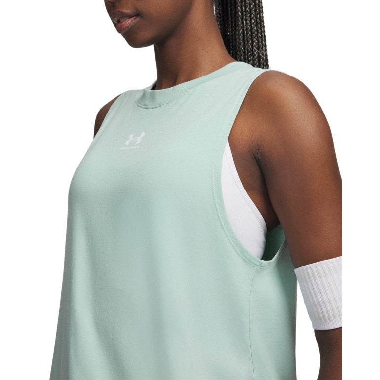 Damski top z nadrukiem Under Armour UA Rival Muscle Tank - miętowy