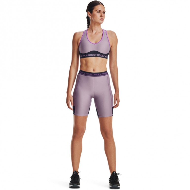 Damskie kolarki treningowe Under Armour Project Rock UA Bike Short - fioletowe