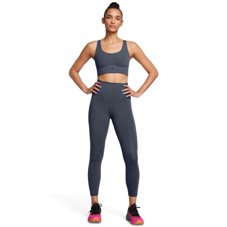 Damskie legginsy treningowe Under Armour Project Rock Let's Go Grind Ankle Leggings - szare