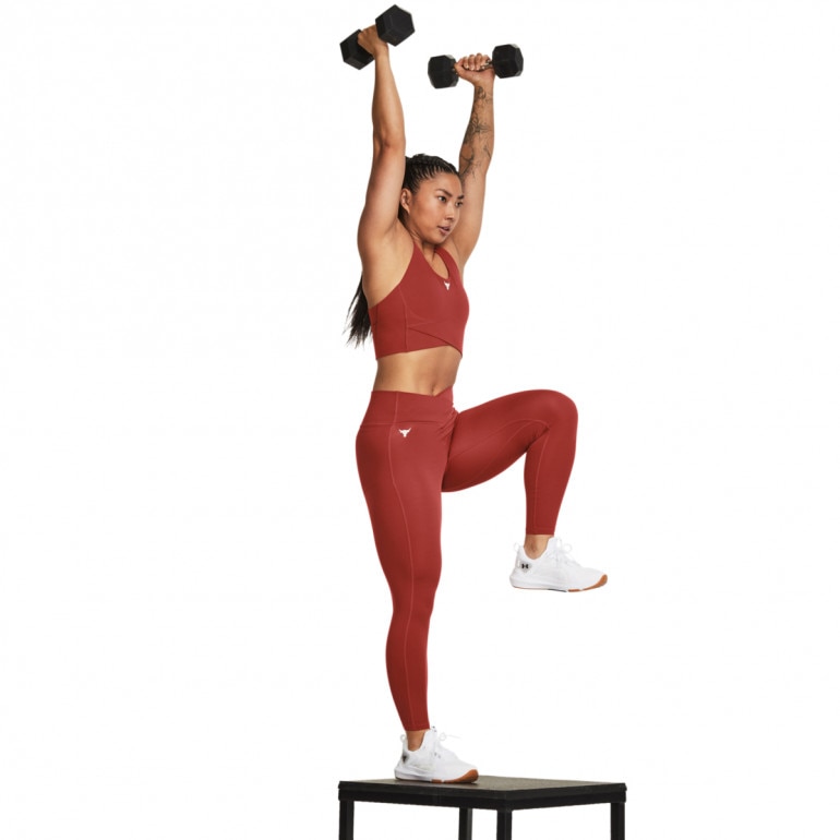 Damskie legginsy treningowe Under Armour Project Rock LG Crossover Ankle Leggins - brązowe