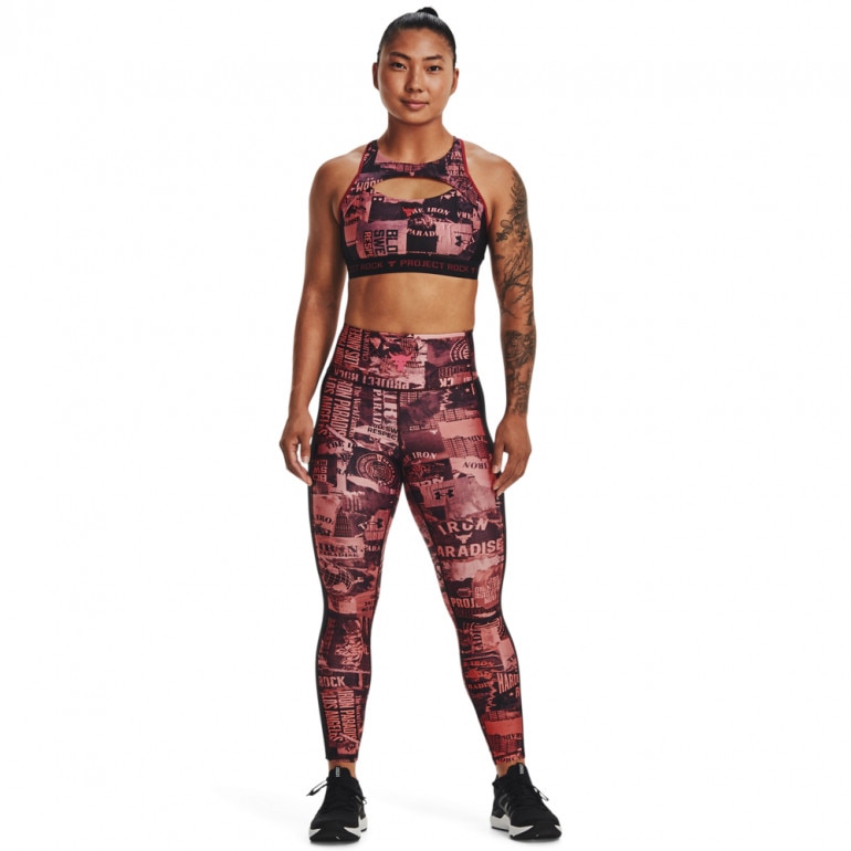 Damskie legginsy treningowe UNDER ARMOUR UA Project Rock HG Ankle Legging Print - różowe