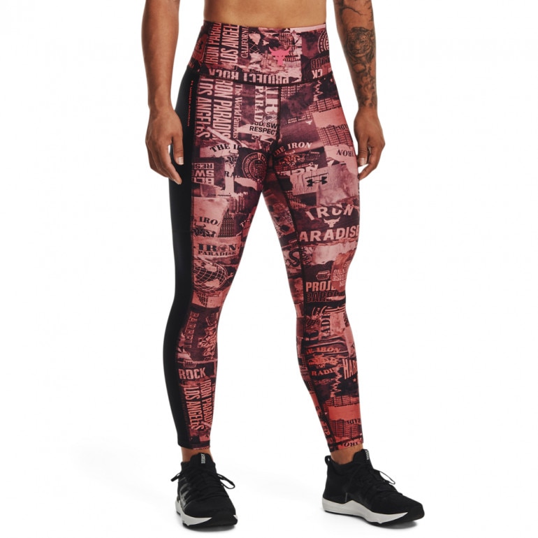 Damskie legginsy treningowe UNDER ARMOUR UA Project Rock HG Ankle Legging Print - różowe