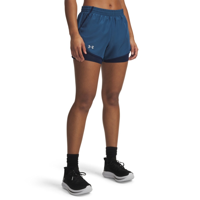 Damskie spodenki do biegania Under Armour UA Fly By 2in1 Short - niebieskie