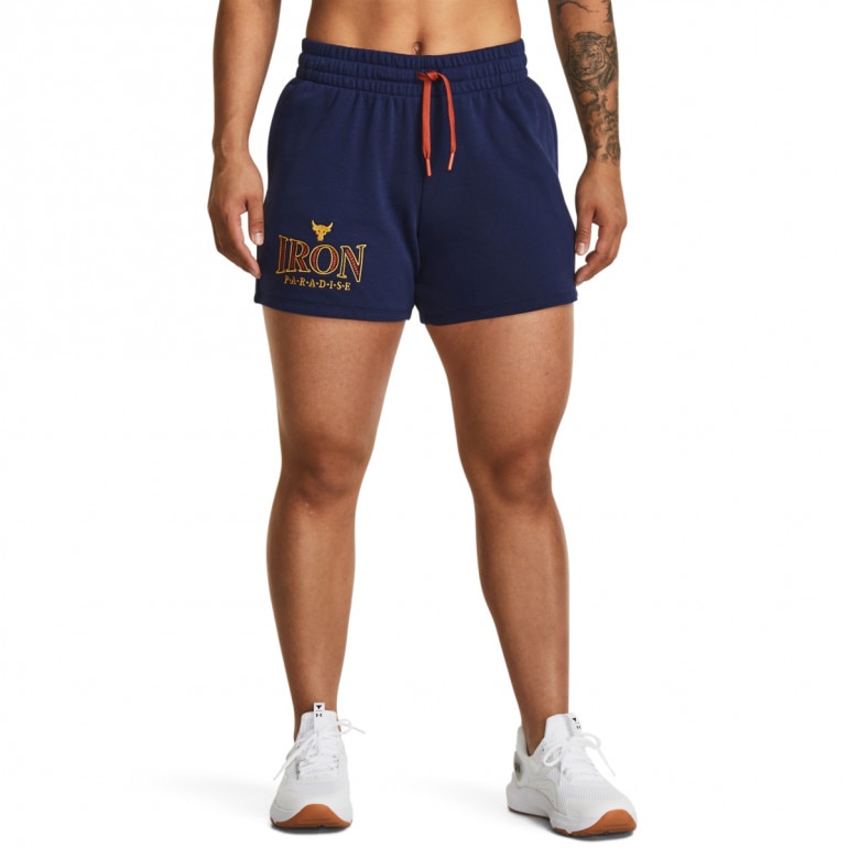 Damskie spodenki treningowe Under Armour Project Rock Everyday Terry Short - granatowe