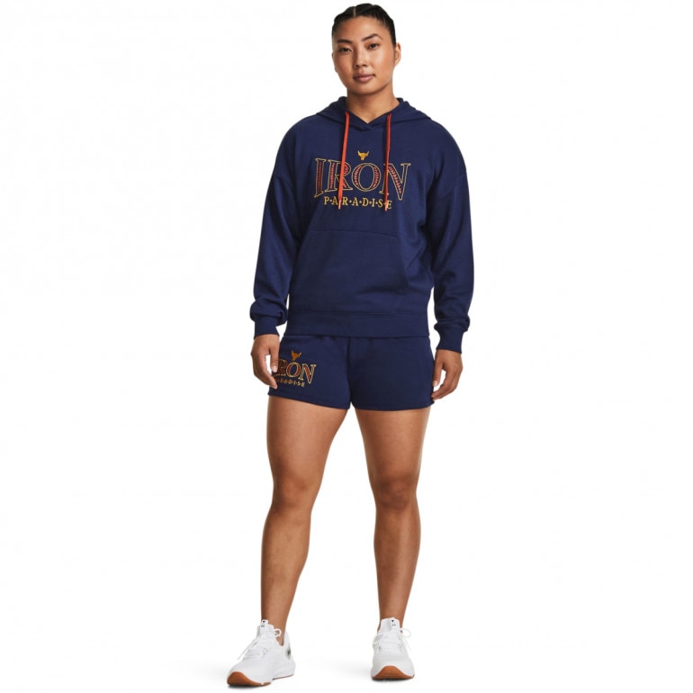 Damskie spodenki treningowe Under Armour Project Rock Everyday Terry Short - granatowe