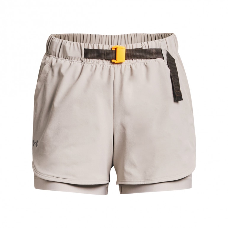 Damskie spodenki treningowe UNDER ARMOUR Terrain 2-in-1 Short - beżowe