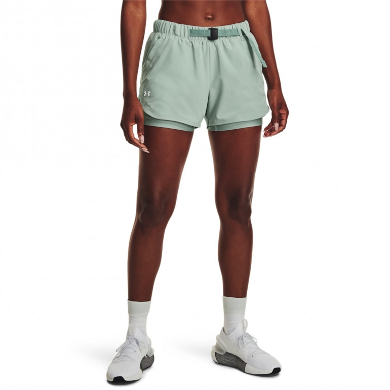 Damskie spodenki treningowe UNDER ARMOUR Terrain 2-in-1 Short - miętowe