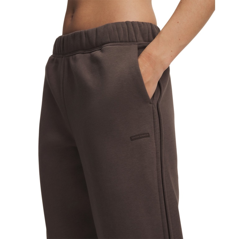 Damskie spodnie dresowe Under Armour Icon Fleece Sama Wide Leg - brązowe