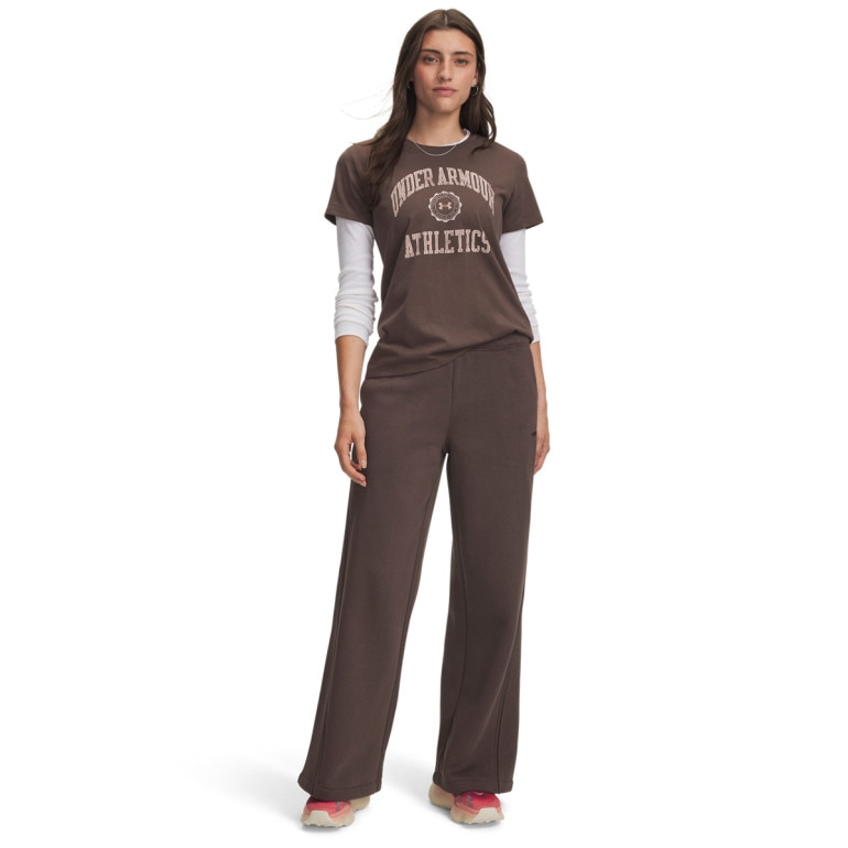 Damskie spodnie dresowe Under Armour Icon Fleece Sama Wide Leg - brązowe