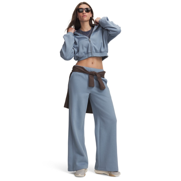 Damskie spodnie dresowe Under Armour Icon Fleece Sama Wide Leg - niebieskie