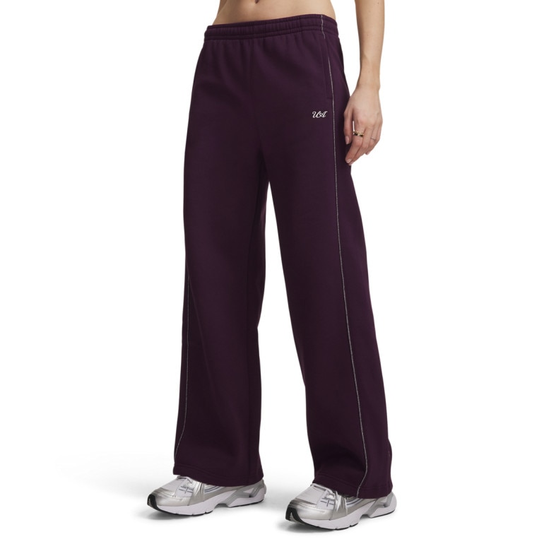 Damskie spodnie dresowe Under Armour Rival Shimmer Pant - burgundowe
