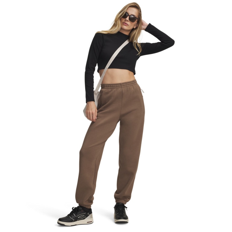 Damskie spodnie dresowe Under Armour Unstoppable Flc Gym Pant - brązowe