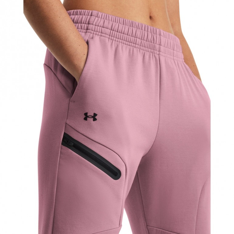 Damskie spodnie treningowe Under Armour Unstoppable Flc Jogger - różowe