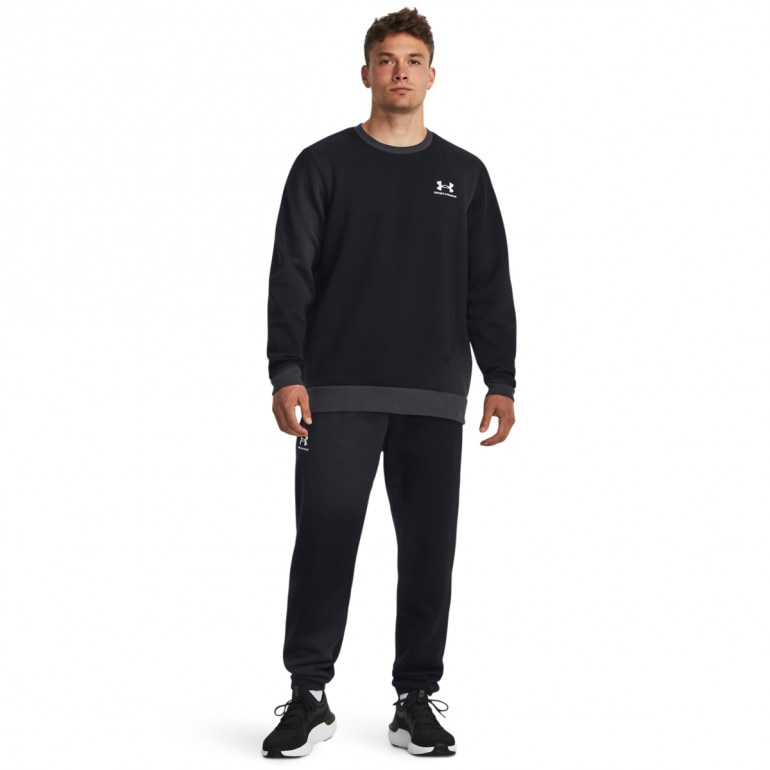 Męska bluza dresowa nierozpinana bez kaptura Under Armour UA Essential Flc Novelty Crw - czarna