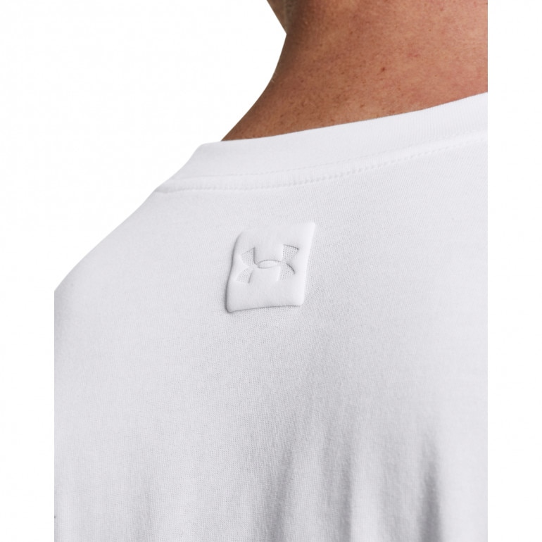 Męska bluza dresowa nierozpinana bez kaptura Under Armour UA HW Tonal Wordmark LS - biała