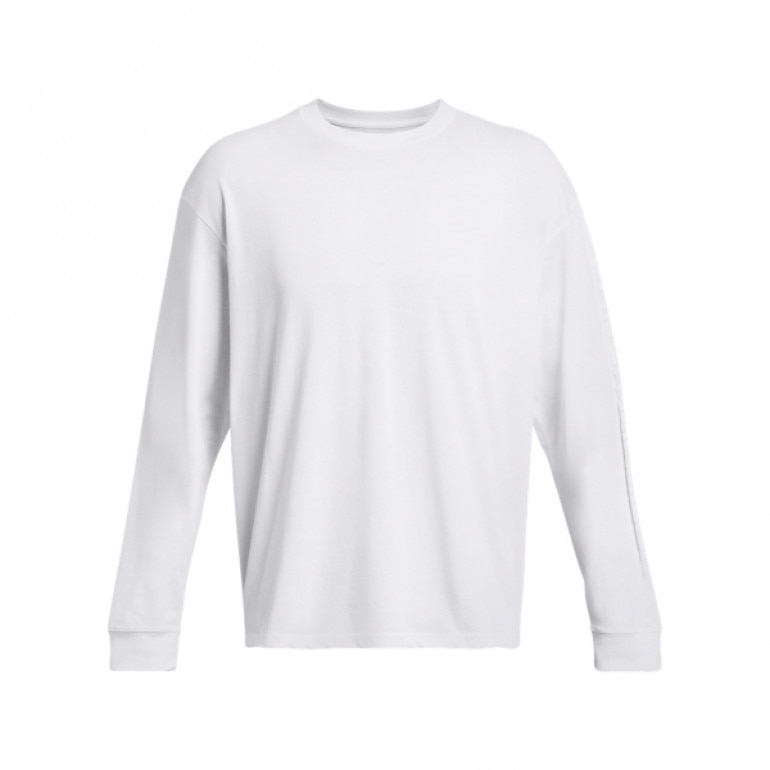 Męska bluza dresowa nierozpinana bez kaptura Under Armour UA HW Tonal Wordmark LS - biała