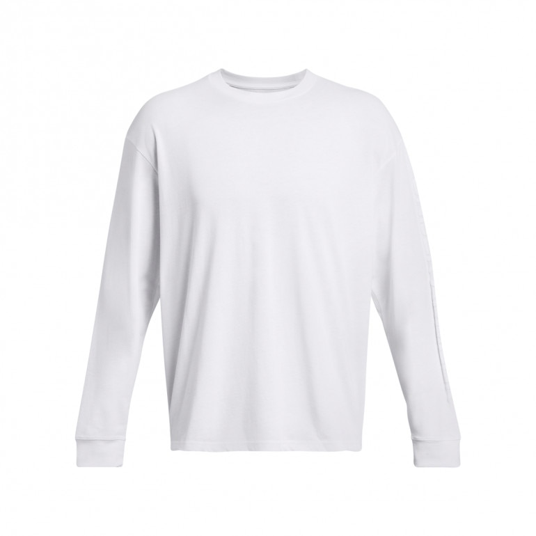 Męska bluza dresowa nierozpinana bez kaptura Under Armour UA HW Tonal Wordmark LS - biała