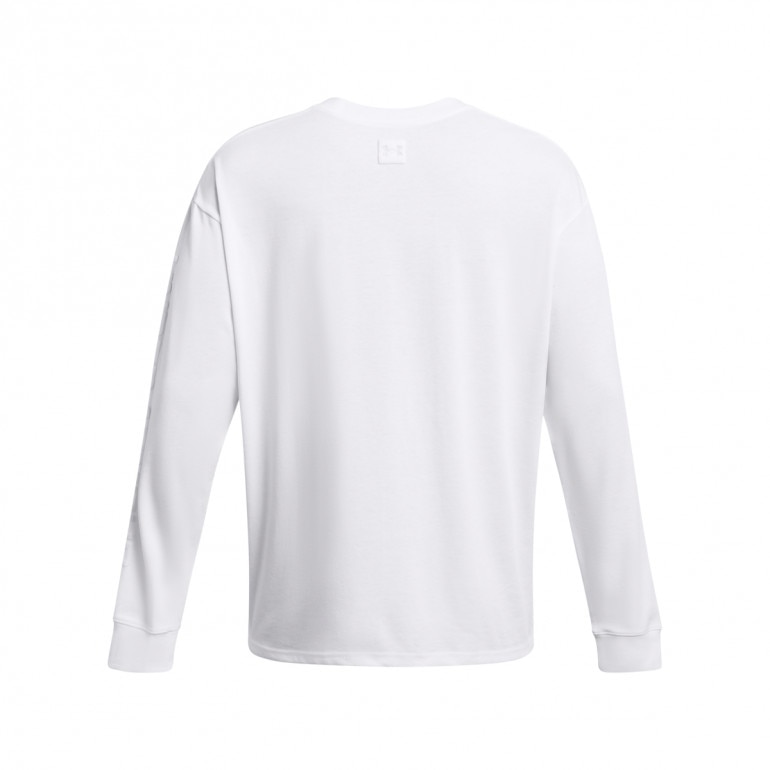 Męska bluza dresowa nierozpinana bez kaptura Under Armour UA HW Tonal Wordmark LS - biała