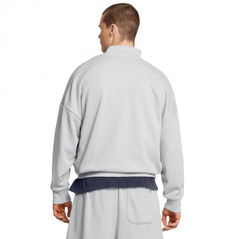 Męska bluza dresowa nierozpinana bez kaptura Under Armour UA Icon Hwt Terry Os 1/2 Zip - szara