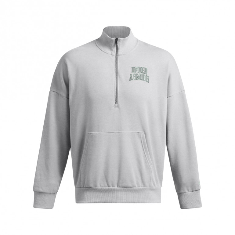 Męska bluza dresowa nierozpinana bez kaptura Under Armour UA Icon Hwt Terry Os 1/2 Zip - szara