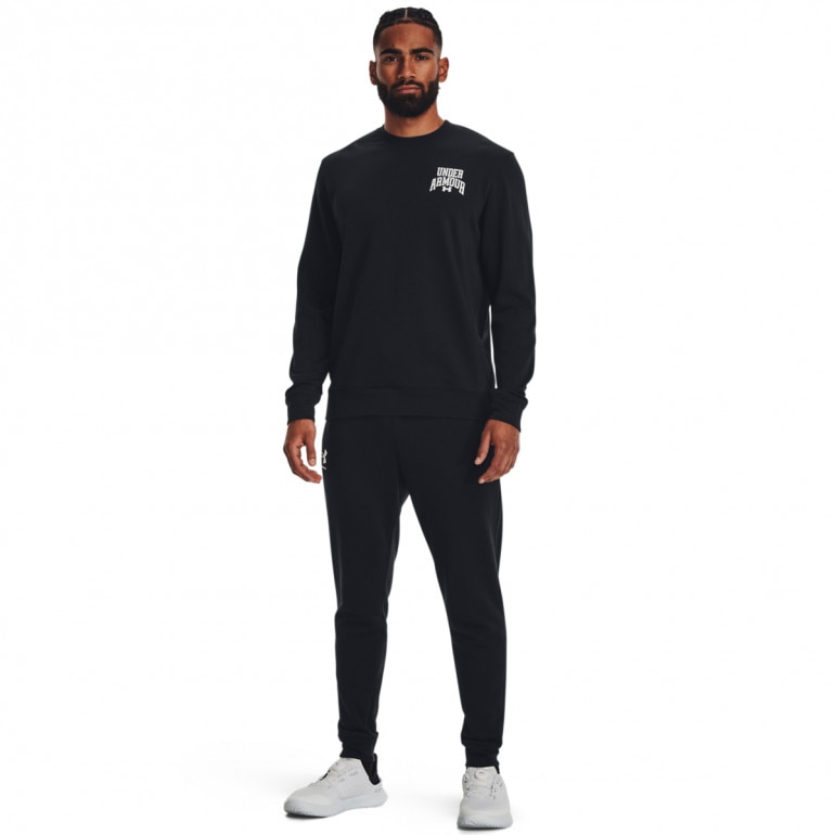 Męska bluza dresowa nierozpinana bez kaptura Under Armour UA Rival Terry Graphic Crew - czarna