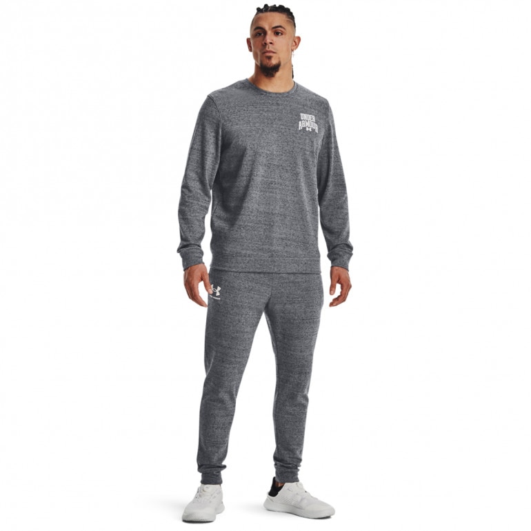 Męska bluza dresowa nierozpinana bez kaptura Under Armour UA Rival Terry Graphic Crew - szara
