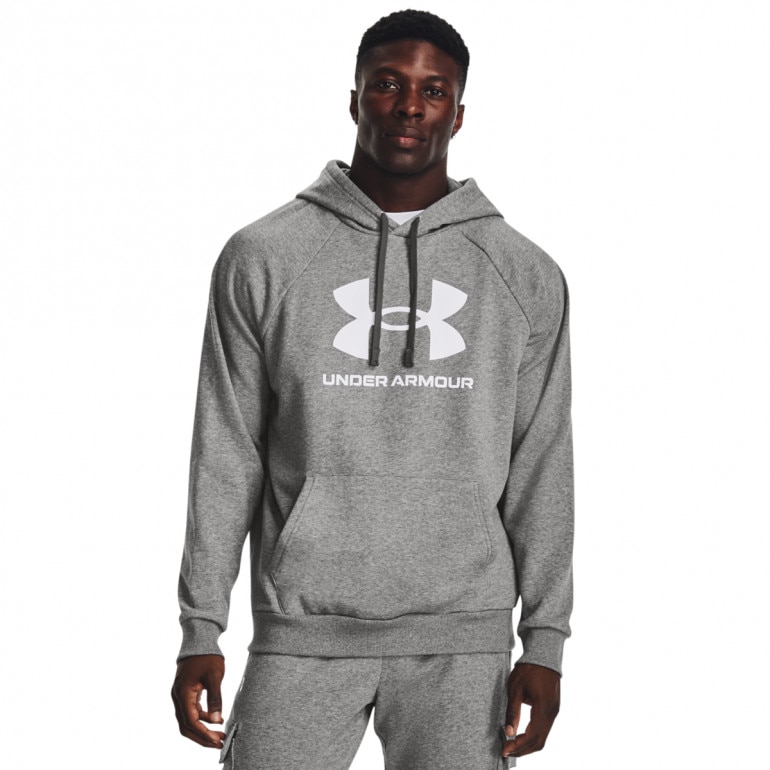 Męska bluza dresowa nierozpinana z kapturem Under Armour UA Rival Fleece Logo HD - szara
