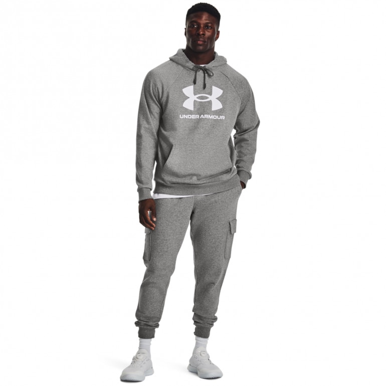 Męska bluza dresowa nierozpinana z kapturem Under Armour UA Rival Fleece Logo HD - szara