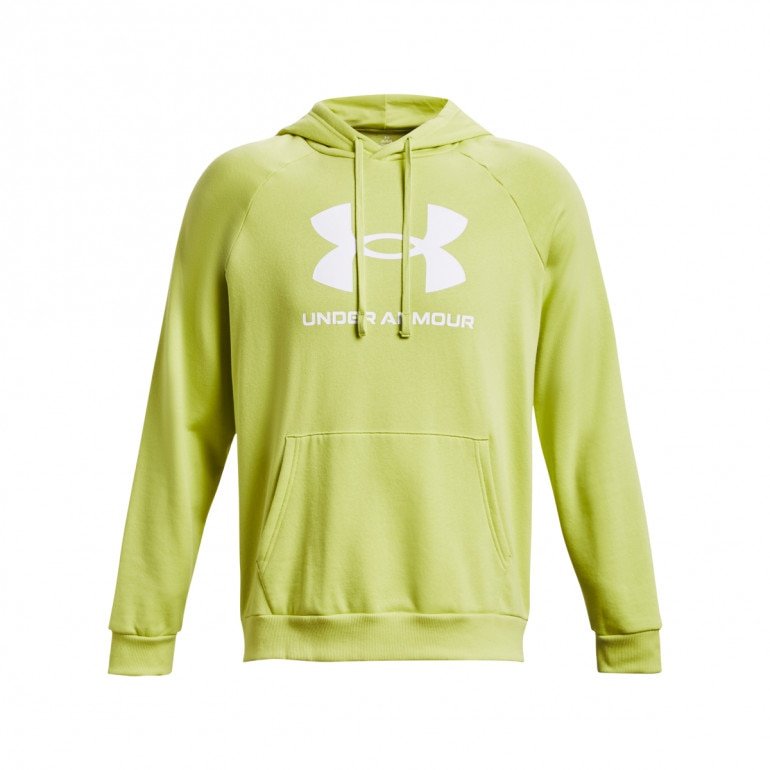 Męska bluza dresowa nierozpinana z kapturem Under Armour UA Rival Fleece Logo HD - żółta