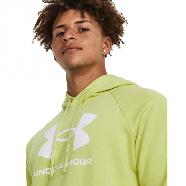 Męska bluza dresowa nierozpinana z kapturem Under Armour UA Rival Fleece Logo HD - żółta