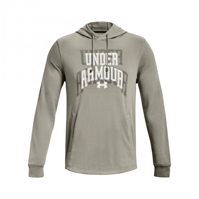 Męska bluza dresowa nierozpinana z kapturem Under Armour UA Rival Terry Graphic HD - oliwkowa