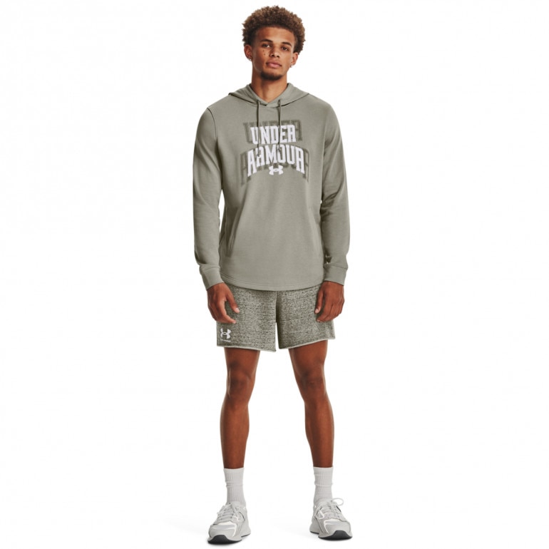 Męska bluza dresowa nierozpinana z kapturem Under Armour UA Rival Terry Graphic HD - oliwkowa