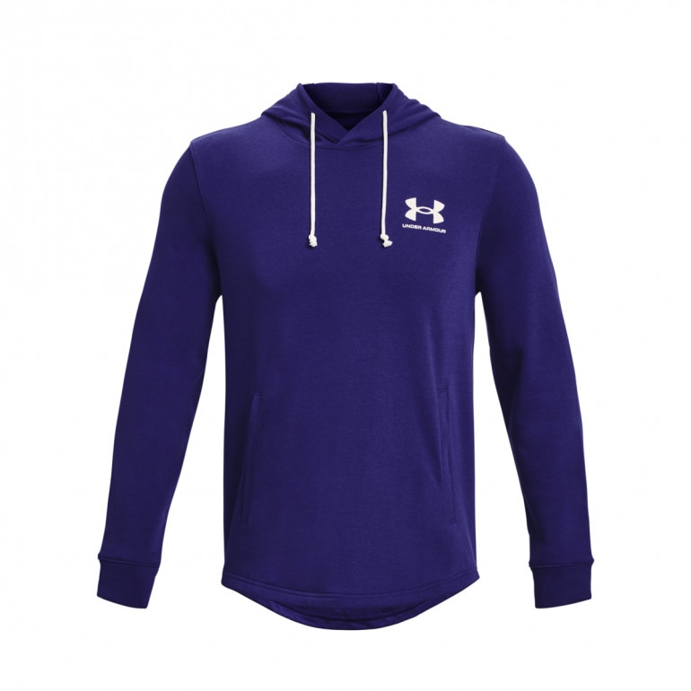 Męska bluza dresowa nierozpinana z kapturem UNDER ARMOUR UA RIVAL TERRY LC HD - granatowa