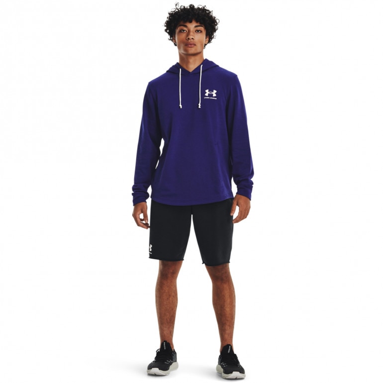 Męska bluza dresowa nierozpinana z kapturem UNDER ARMOUR UA RIVAL TERRY LC HD - granatowa
