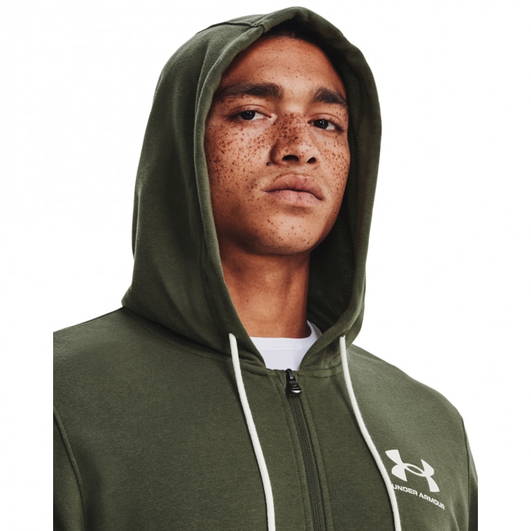 Męska bluza dresowa rozpinana z kapturem UNDER ARMOUR UA Rival Terry LC FZ - oliwkowa/khaki
