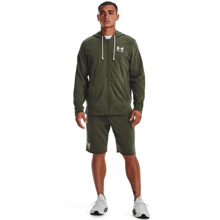 Męska bluza dresowa rozpinana z kapturem UNDER ARMOUR UA Rival Terry LC FZ - oliwkowa/khaki